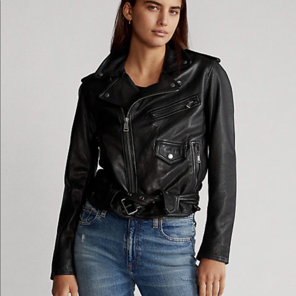 Polo Ralph Lauren Lambskin Leather Biker Jacket